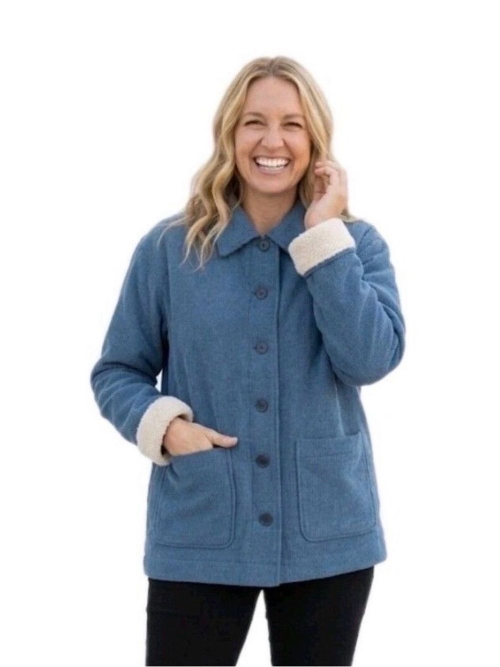 Boston Traders Blue Corduroy Button-Front Utility Jacket